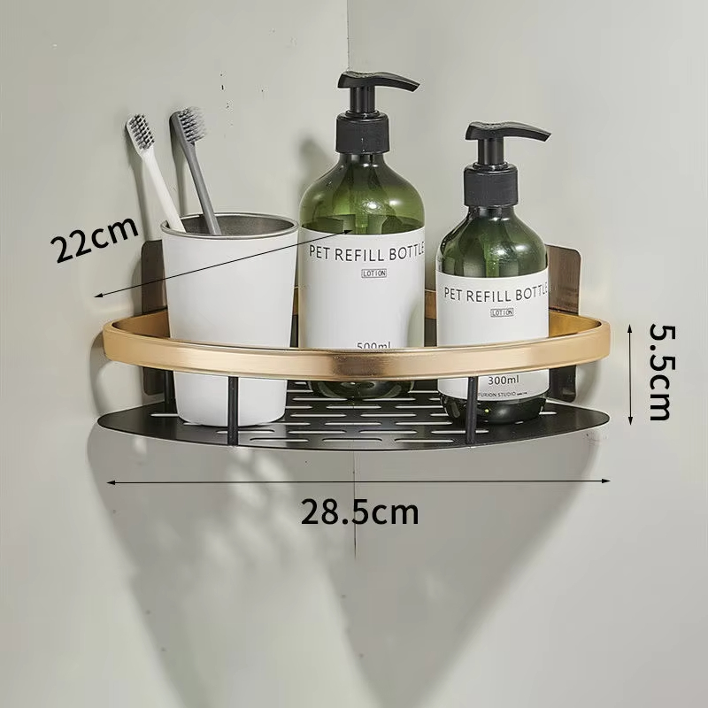 Punch Gratis Wandmontage Badkamer Plank Geen Boor Douche Plank Keuken Organizer Shampoo Rek Make-up Organizer: Paars