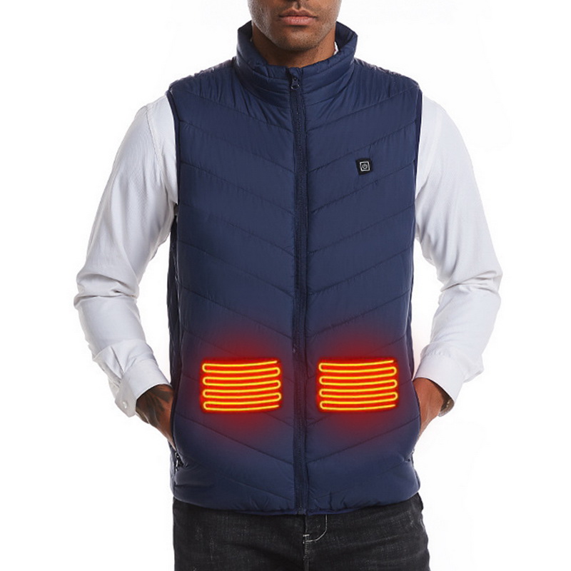 Mannen Outdoor USB Verwarming Elektrische Vest Winter Mouwloze Verwarmde Jas Koude-Proof Verwarming Kleding Security Intelligent Vesten: Blue 1 / S