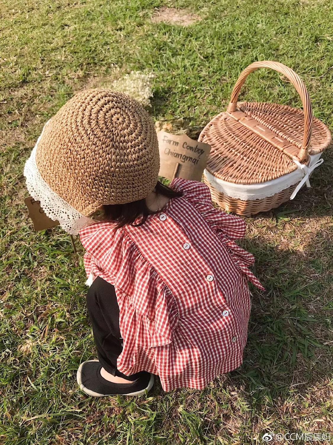 Barnhatt till stranden bebis flicka spetsrem solhatt handgjord hatt barn sommarresehatt loli flicka vikbar strandhatt med bandage