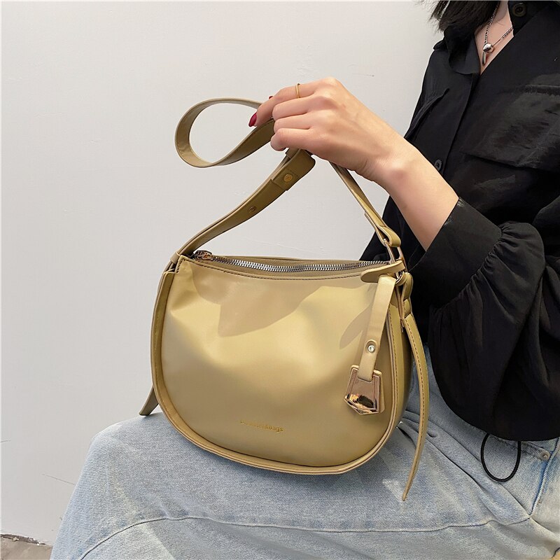 Casual Solid Color Small Crossbody Bags for Women Simple PU Leather Letter Shoulder Bag Ladies Purses and Handbags