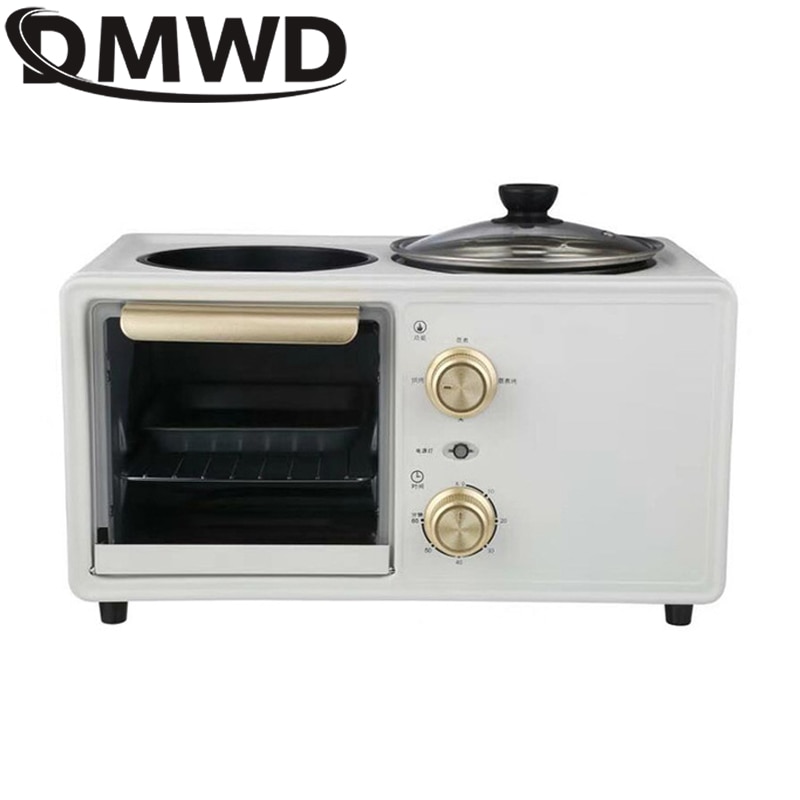 DMWD Electric 3 in 1 Household Breakfast Toaster Baking Machine Sandwich Omelette Fry Pan Pot Boiler Food Steamer