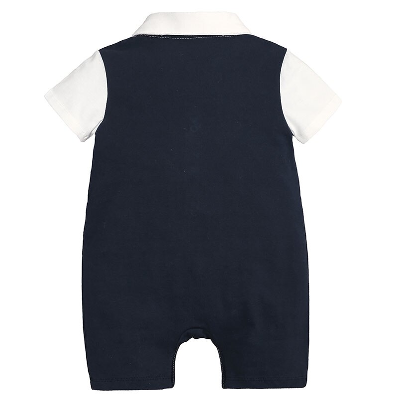 Barboteuse d'été en coton à manches courtes pour bébé garçon, vêtement à la pour enfant en bas âge