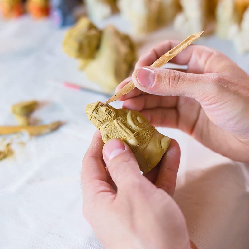 6Pc Dubbele Hoofd Harde Bamboe Pennen Polymeer Klei Gereedschap Aardewerk Keramische Vormgeving Gereedschap Voor Diy Klei Sculptuur Carving Levert