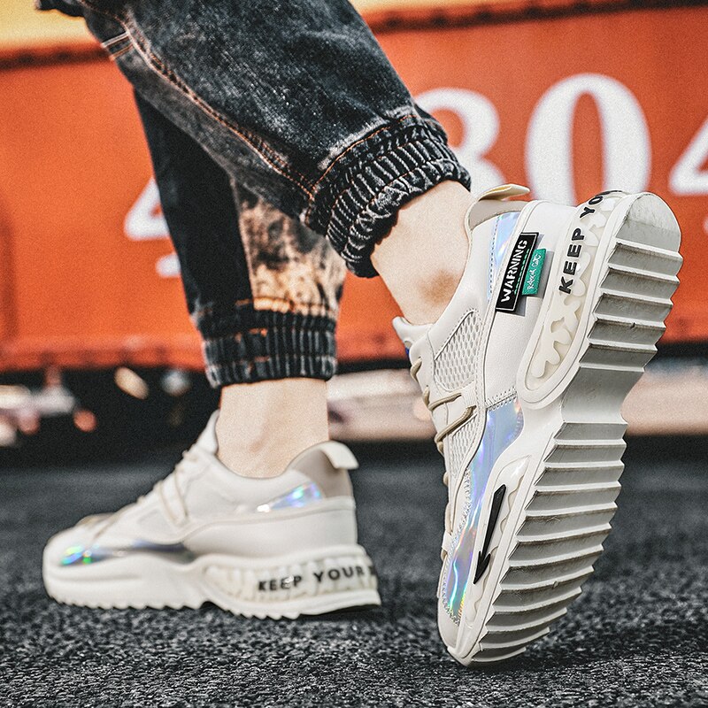 Forår åndbare lædersneakers til mænd fritidssko lette udendørs walking sportssko blød ydersål mænd krasovki