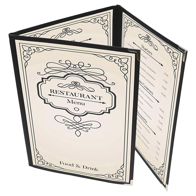 2Pcs Transparent Restaurant Menu Covers for A4 Size Book Style Cafe Bar 3 Pages 6 View