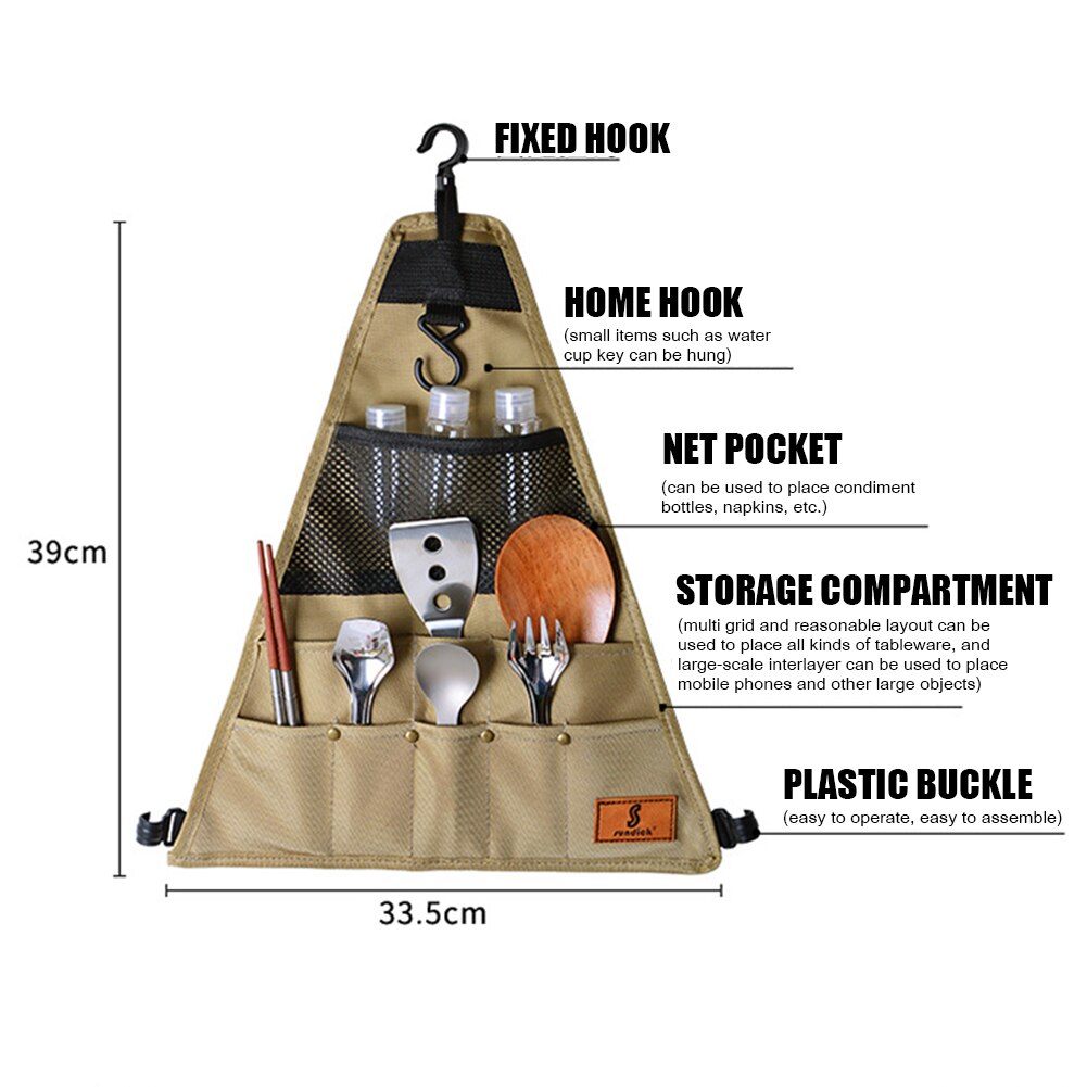 Piquenique talheres saco de armazenamento 900d oxford pano churrasco talheres organizador ao ar livre acampamento piquenique panelas pendurado titular sacos