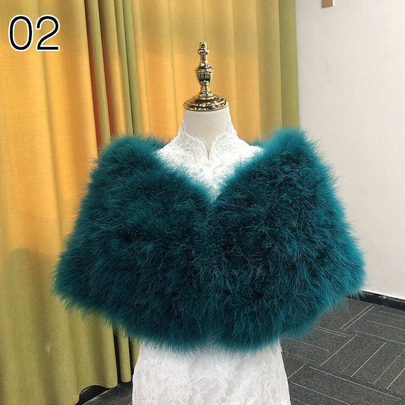 Chales de piel de Color liso, abrigos elegantes de plumas de avestruz blancos, Boleros de piel para boda, chales nupciales, chaquetas para vestidos de noche: Negro