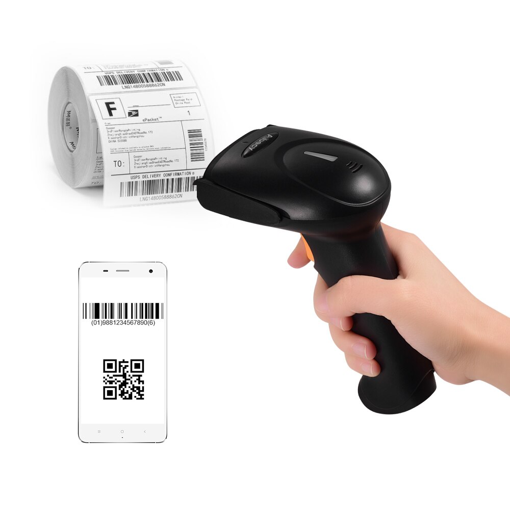 Aibecy Handheld Barcode Scanner USB 2.4G Draadloze 1D 2D QR Code Scanner BT Reader CMOS Image Scanning Levert
