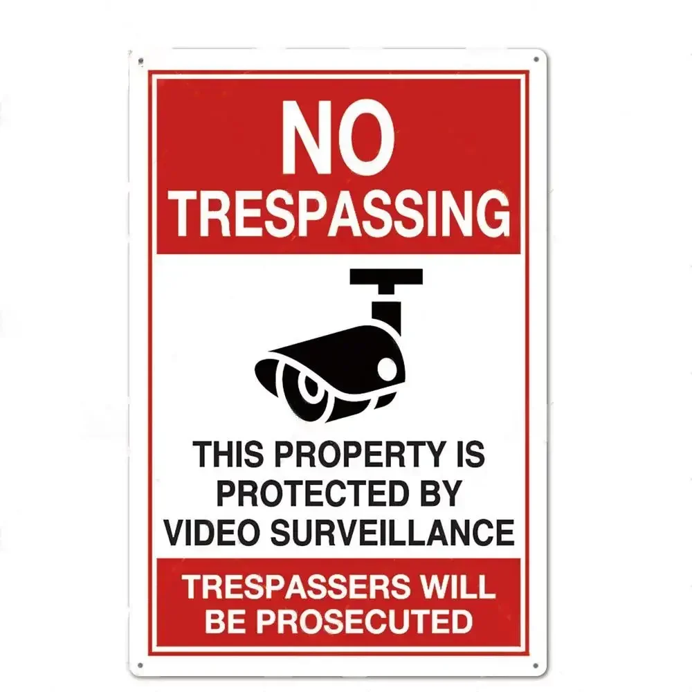 No Trespassing No Entry Private Property Warning Signs Public Garage Workshop Wall Decor Vintage Metal Sign 8x12 inch: 40x30cm / Light Grey