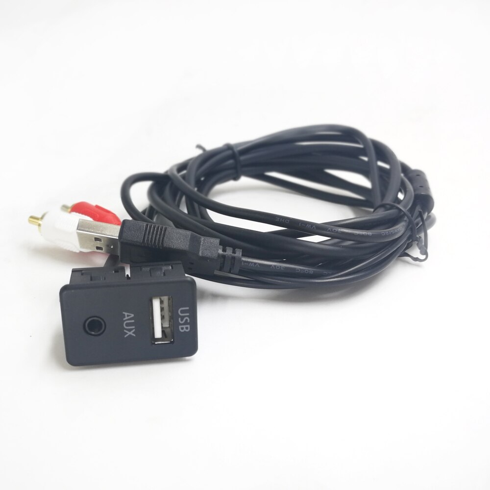 Biurlink 100 CM Universele Auto AUX USB/2RCA USB Panel Poort Opladen Adapter voor Toyota Collora Camry voor Mitsubishi