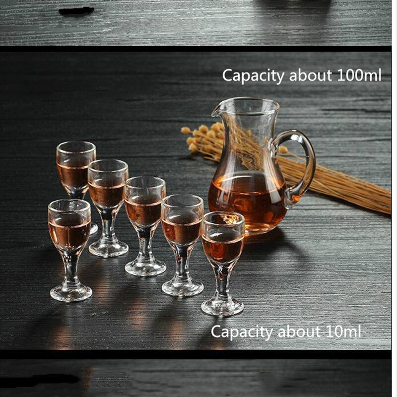 7PCS/lot European Glass Wine Glass Simple Household Glass Wine Set Sake Set Sake Bottle Drink Glass Set Crystal Bottle