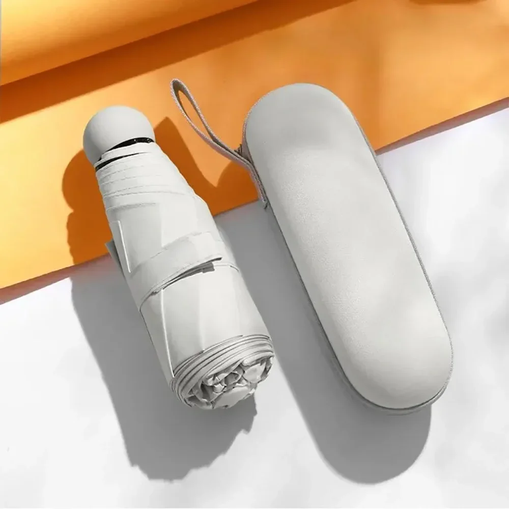 Sombrilla de viaje, paraguas compacto ultraligero, Mini paraguas plegable portátil impermeable, paraguas para hombres y mujeres: Blanco
