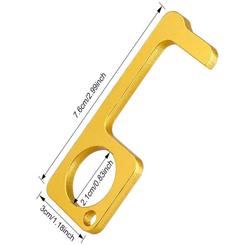 1Pc Key Chain No-Touch Door Opener Keychain Antimicrobial EDC Safe Door Handle Alloy Keyring Portable Elevator Tool