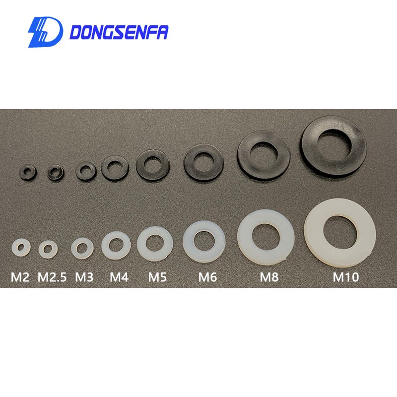 Rondelles plates en plastique Nylon | Blanc/noir M2/M2.5/M3/M4/M5/M6/M8/M10 joints d'espacement d'isolation Kit de 600 pièces