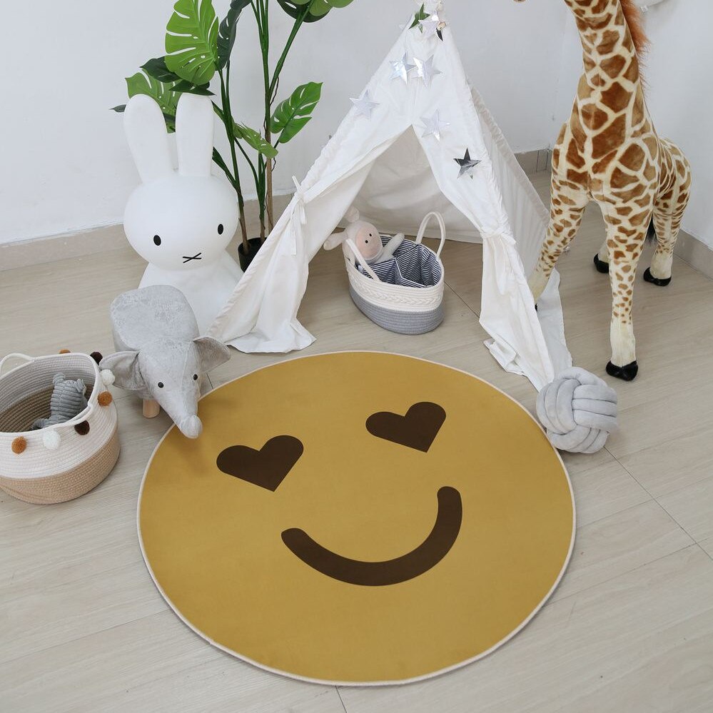 Ins Leuke Tapijt Kind Slaapkamer Decor Gele Smiley Rug Antislip Vloer Pad Thuis Fotografie Kussen Kids Play Mat alfombra Tapis