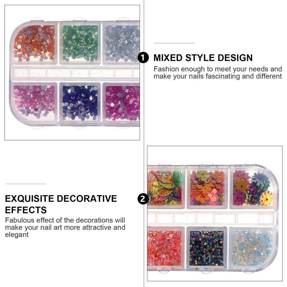 2 Boxes Acrylic Diamonds Nail Art Gems Delicate Manicure DIY Crafts Decoration