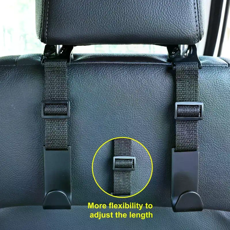 Ganchos para reposacabezas de asiento de coche, Clips de almacenamiento ajustables, ganchos de sujeción automáticos, accesorios de Interior de coche, reutilizables, fáciles de instalar, 4 Uds.