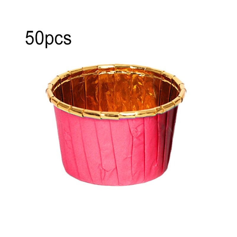 50 stk cupcake olietæt bryllupsfest caissetter bagning muffin papir bakke ensidet folie rulle kop høj temperatur modstand: Lilla