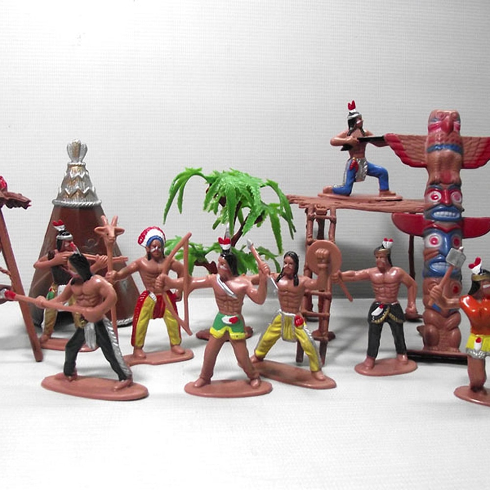 Indian Model Speelgoed Primitieve Stam Amerikaanse Aboriginal Figuur Pop Sandbox Game Zand Figuur Pop Speelgoed Woondecoratie