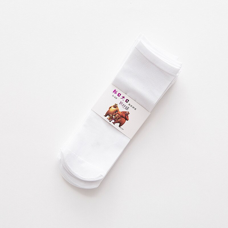 Kinderen Sokken Zomer Dunne Snoep Kleur Kousen Jongens En Meisjes Pure Kleur Staal Kousen Baby Kinderen Midden Buis Kousen: White summer socks