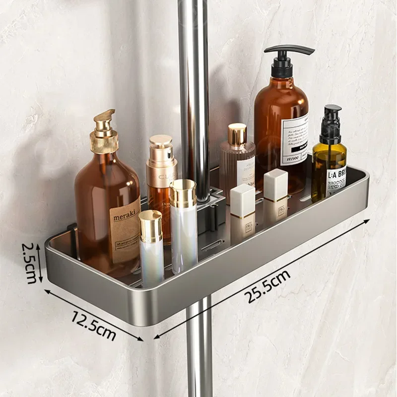 Soporte para cabezal de ducha de baño, montado en la pared, No requiere perforación, organizador de champú, estante de almacenamiento de integrado: Bronce