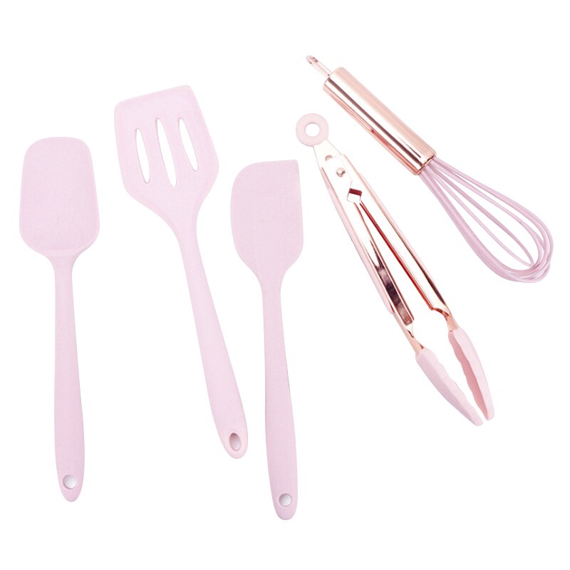 5pcs/set Food Grade Mini Kids Silicone Bakeware Set Rose Gold Kitchen Baking Tools