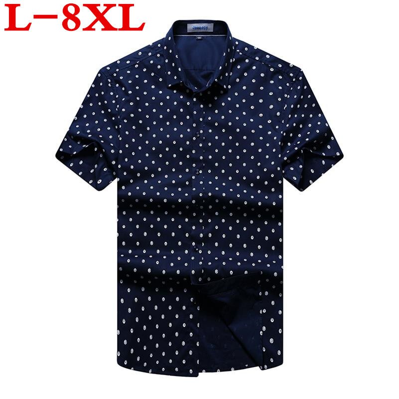 9XL Plus Size Summer 8XL 7XL 6XL 5XL Cotton Casual shirts Mens Dress Shirt men Short Sleeve Male Thin turn-down coller