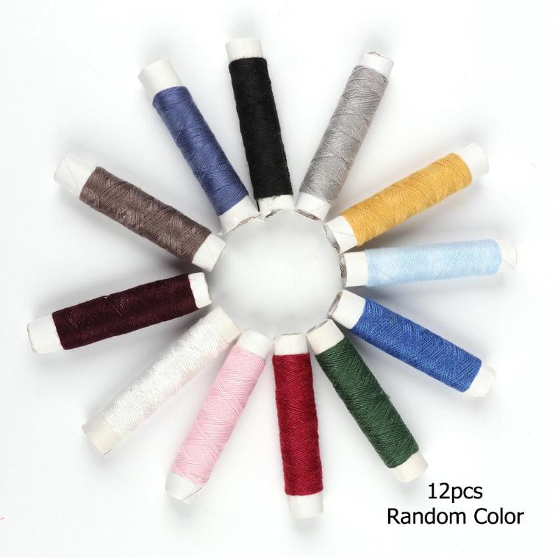 1pc 12 Spools Mixed Color Sewing Thread Polyester Thread Set Strong And Durable Sewing Threads For Hand Machines Random