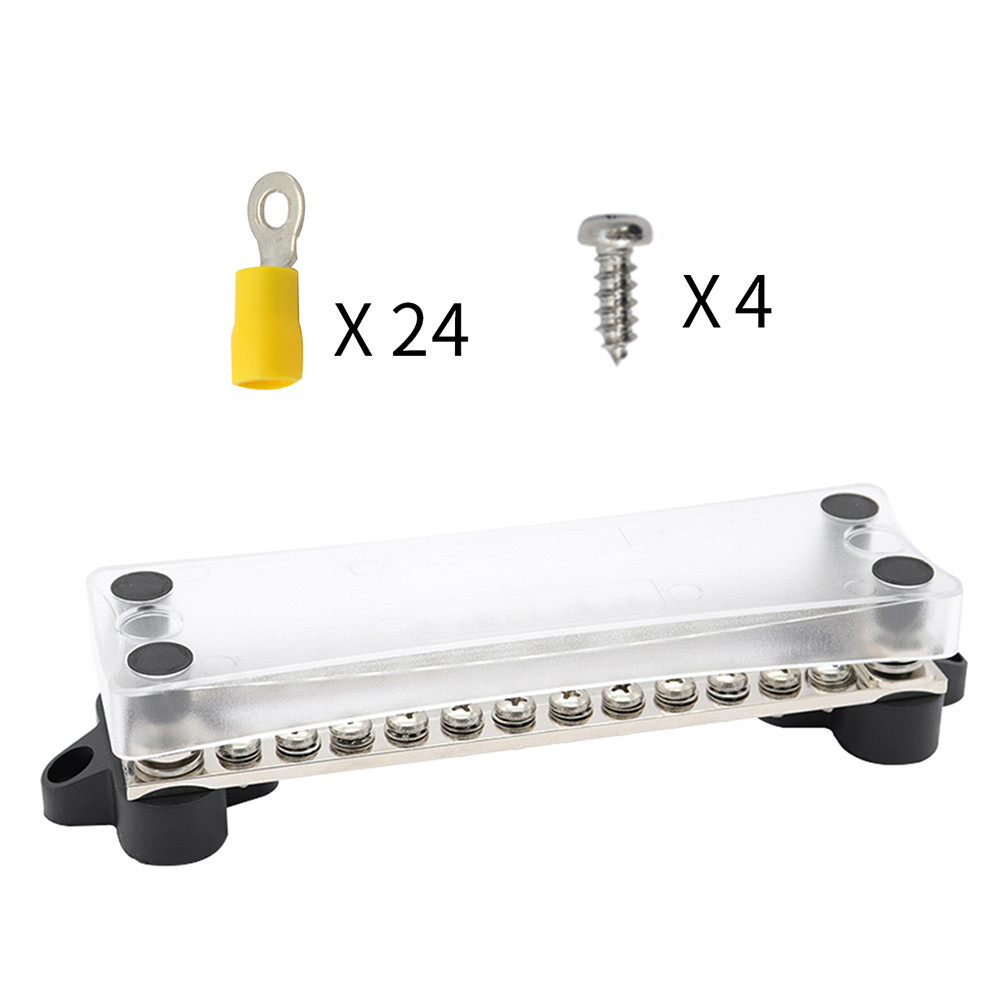 Dual Row Bus Bar Electrical Terminal Block Junction Box Contacts 12V 150A 4 Studs Car Styling High Current Large voltage/current: Army Green