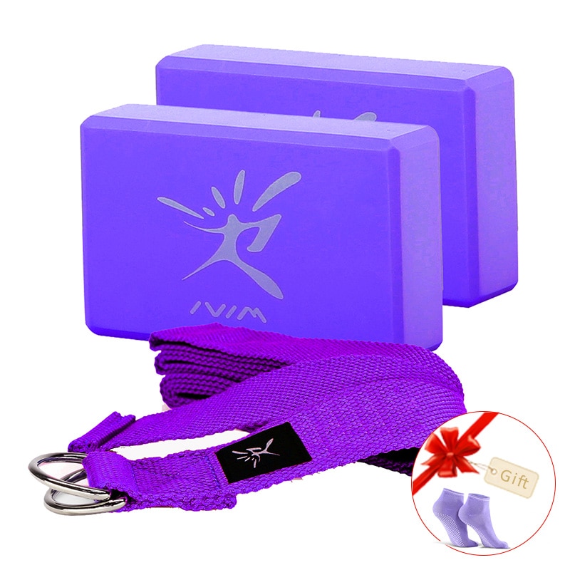 2 pçs eva yoga bloco espuma bloco de espuma tijolo exercícios rolo ferramenta fitness treino alongamento ajuda corpo moldar treinamento saúde: ROXO