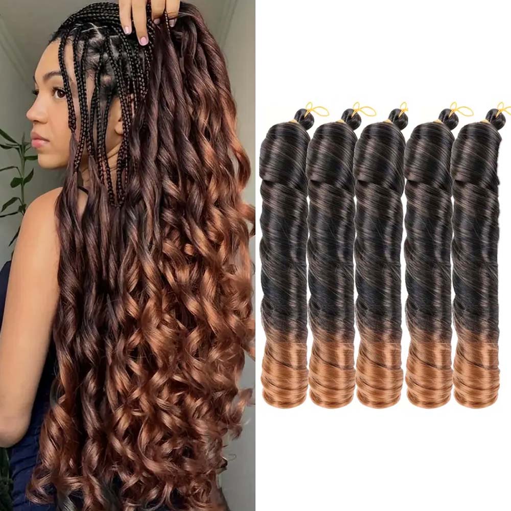 3/5 packungen 24 cm langes, synthetisches häkelhaar mit französischen locken, vorgedehnt, locker gewellt, zum flechten, ombré-locken, zöpfe: T1b/30 / 5 teile/los