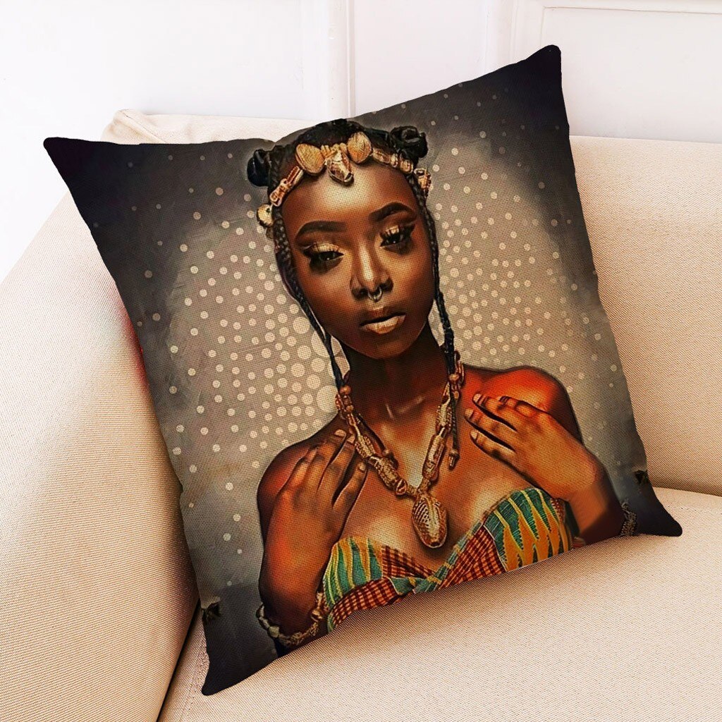 Home Decor Kussenhoes Afrikaanse Vrouwen Kussensloop Sierkussen Covers Vierkante Zetel Auto Deco Office Наволочки Декоративные 201