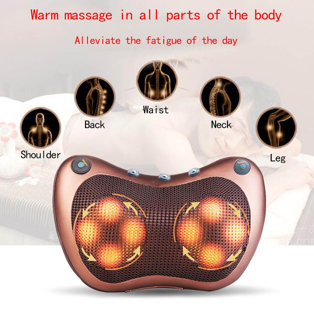 Multifunktionel afslapningsmassage pude skulder ryg infrarød varme vibrator elektrisk æltning til shiatsu nakkemassage