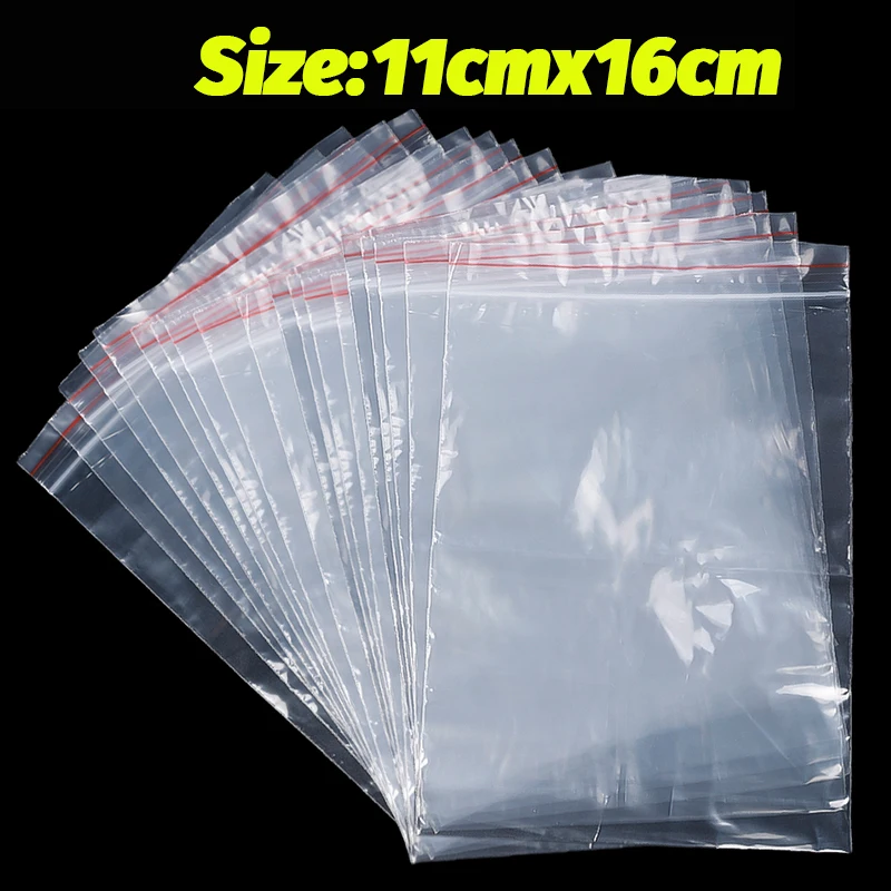 Tykkere gjennomsiktig selvforseglende pose smykker skopakking plast oppbevaringsposer gjenlukkbare glidelåser forseglingspose tykkelse 0.05mm: M / Gul