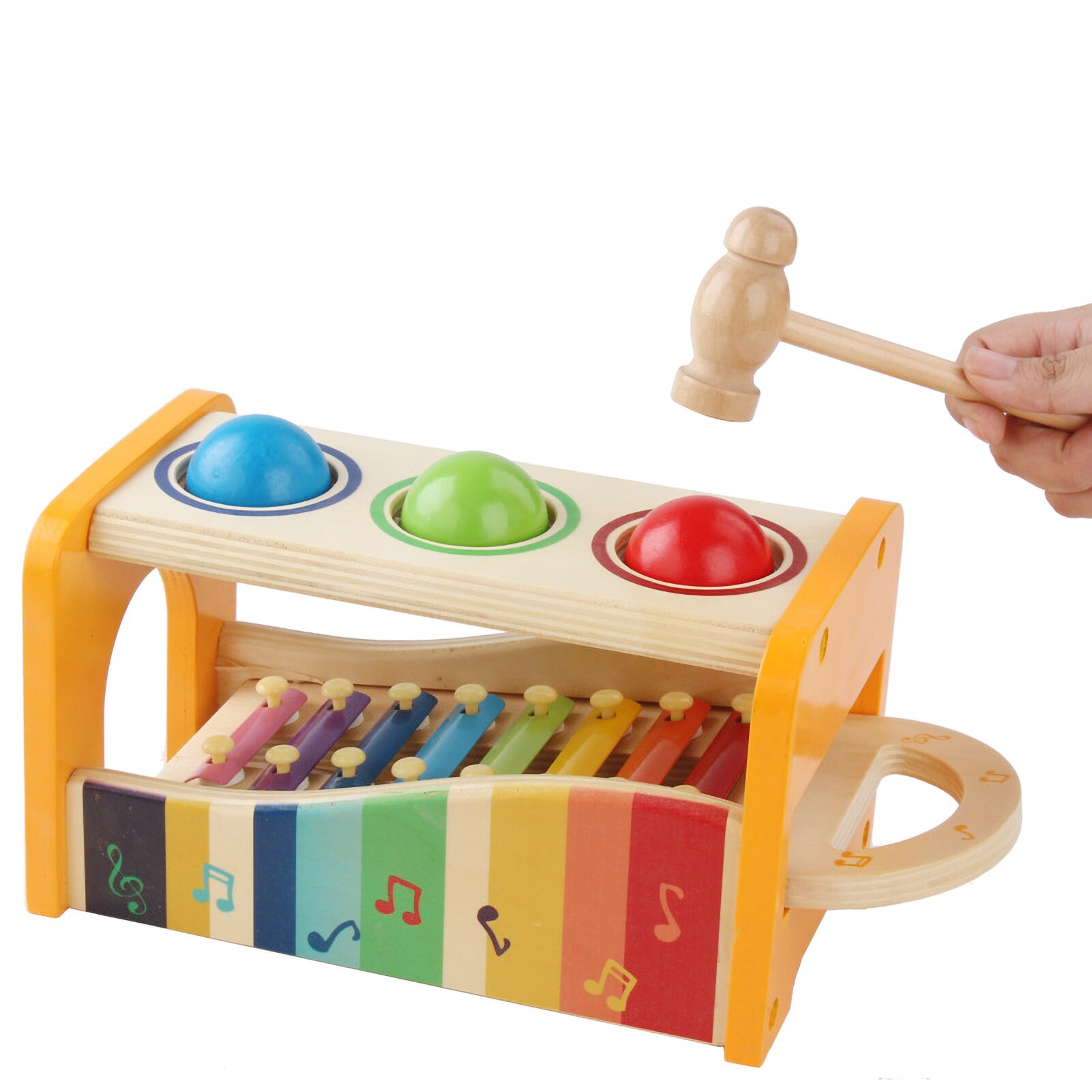 Bambini in legno bambini 8 note xilofono musicale strumento per pianoforte giocattoli educativi genitore-figlio Mini giochi interattivi per pianoforte a pollice