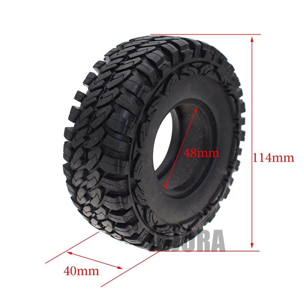 4PCS 114 MILLIMETRI 1.9 Inch Rotella di Gomma di Pneumatici per 1:10 RC Rock Crawler Auto Assiale SCX10 90046 Tamiya CC01 d90 D110