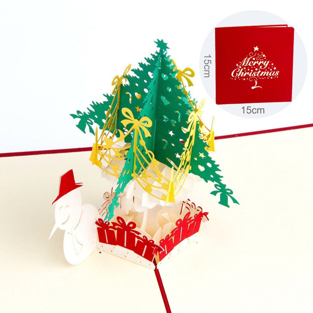 3D Christmas Tree Snowman Greeting Card Festival Blessing Card Paper Postcard Card Decor Supplies