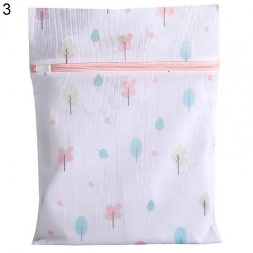 Bolsa de lavandería de poliéster, bolsas para lavar la colada, estampado de plantas, con cremallera, bolsa de rejilla para la ropa sucia, lavadoras, 6 tamaños: Tree Leaf 3