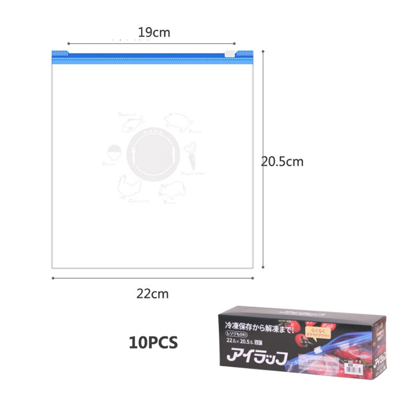 10pcs/ Set Plastic Wrap Zipper Fresh Bags Fridge Freezing Food Storage Bags Preservation Travel Snack Organizer