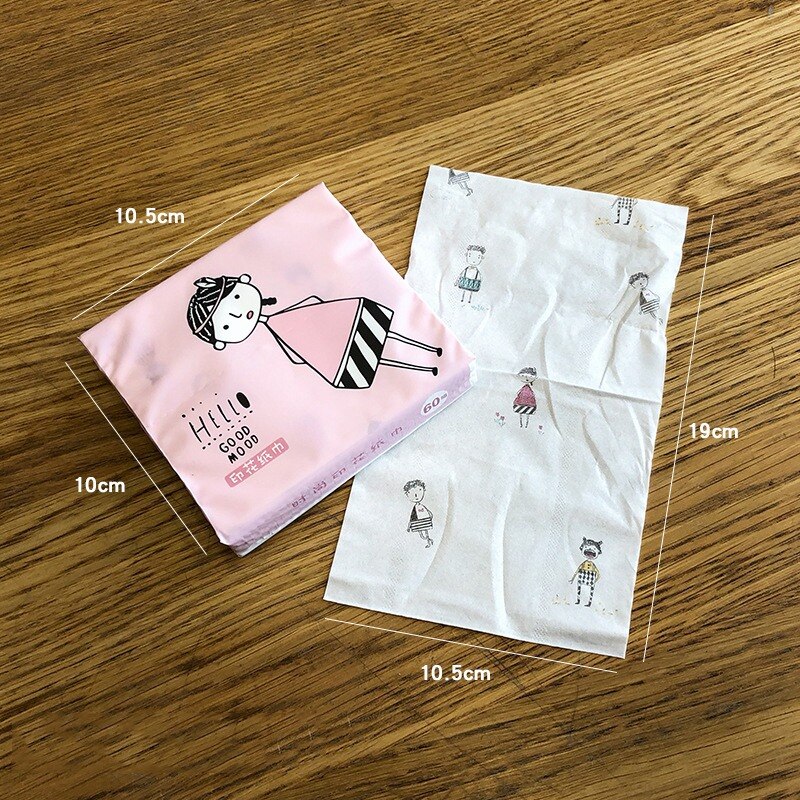 12 Packungen Einweg Gesichts Papier Gewebe Verdickt Nette Bunte Karikatur Druck Servietten Tragbare Sanitär Papier 60 Teile/paket 3 P