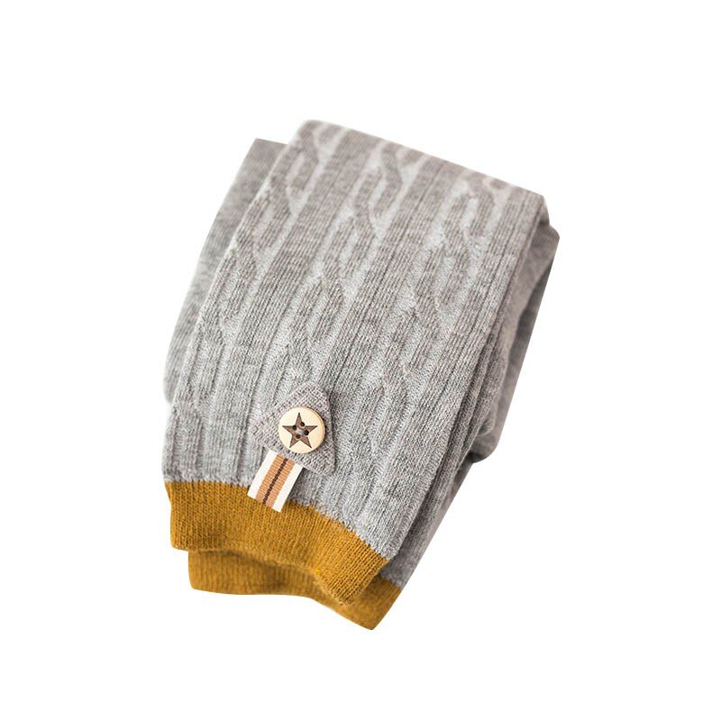 Piger ribbede leggings piger bomuld varme strømpebukser ren farve simple star pencil bukser egnet til 0-5 år gamle børn: H / 3-4y