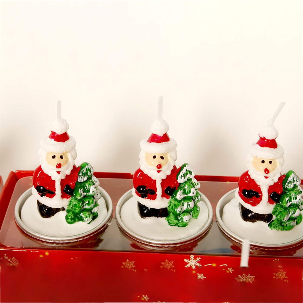3pcs/Set Merry Christmas Candle Santa Claus Paraffin Candles Xmas Year Wedding Party Supplies Christmas Decorations For Home