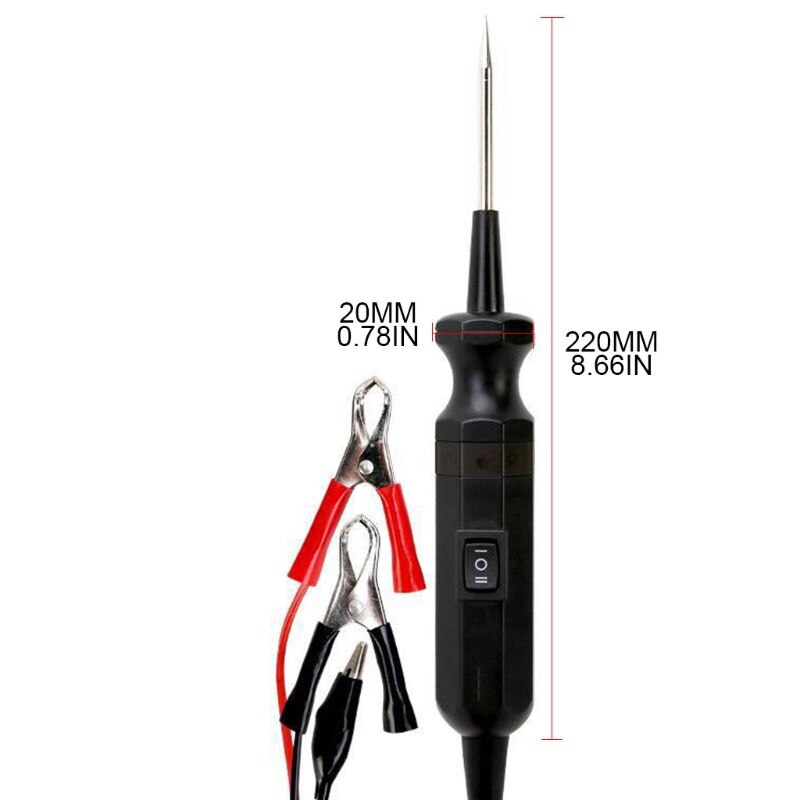 Heavy-Duty 6-24V Automotive Circuit Tester – Wire Test Lamp Probe With 185cm Lead – For Cars, Motorcycles, ATVs