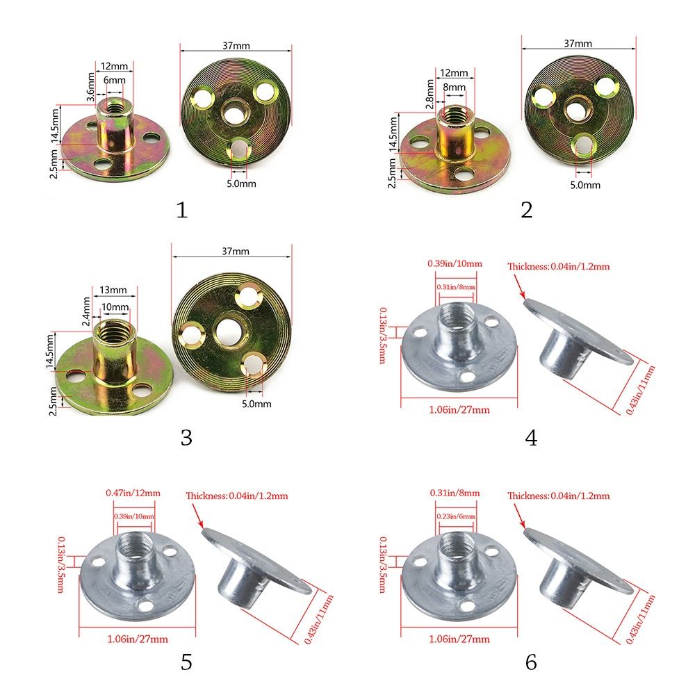 5 teile/satz nützliche Metall Drei-See-Verriegelung flansch murmeln rund flach m6 m8 m10 Konter muttern murmeln Befestigungs Element T-Stück Möbel muttern Schraube