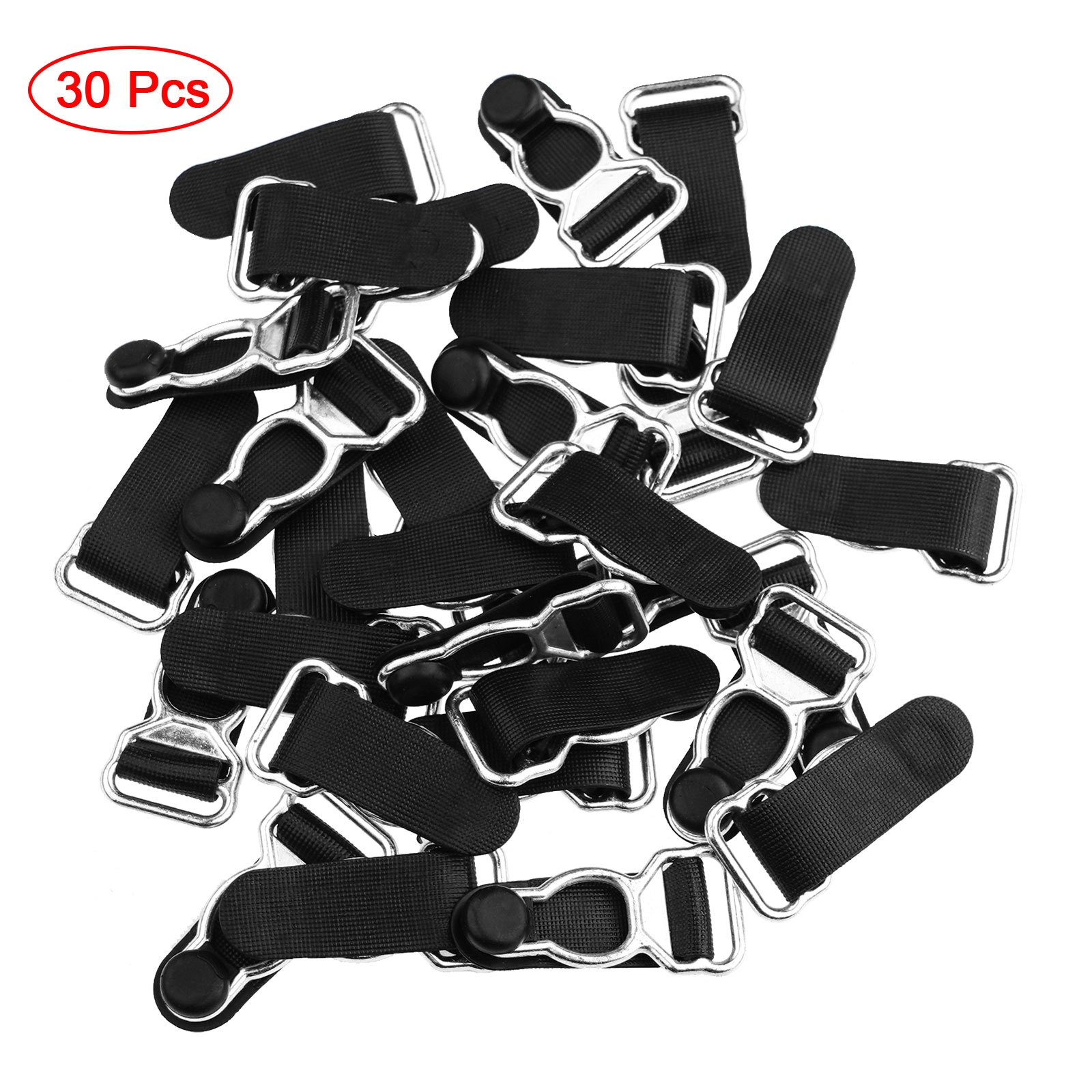 Attaches de jarretelles en plastique, 30 pièces, Corset, extrémités de jarretelles de jambe, bas antidérapant, pinces porte-Corset, bricolage, attache de Lingerie: Silver Black