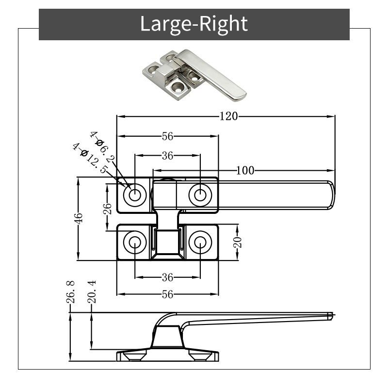 Cerradura de manija, ventana abierta plana, cerradura de mano izquierda/derecha de acero inoxidable, caja de ventana sólida, cerradura de puerta de baño, pestillo de barco RV: Oro