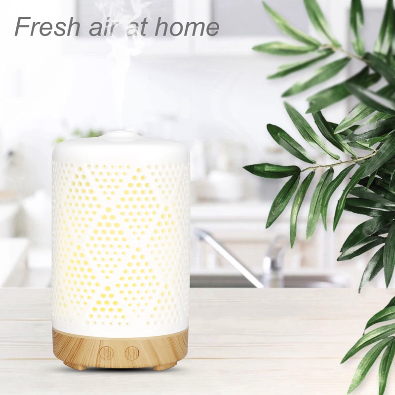 Ultrasonic Aroma Diffuser Ceramic Air Humidifier Purifier Atomizer Essential Oil Diffuser with 7 Color Night Lights for Home