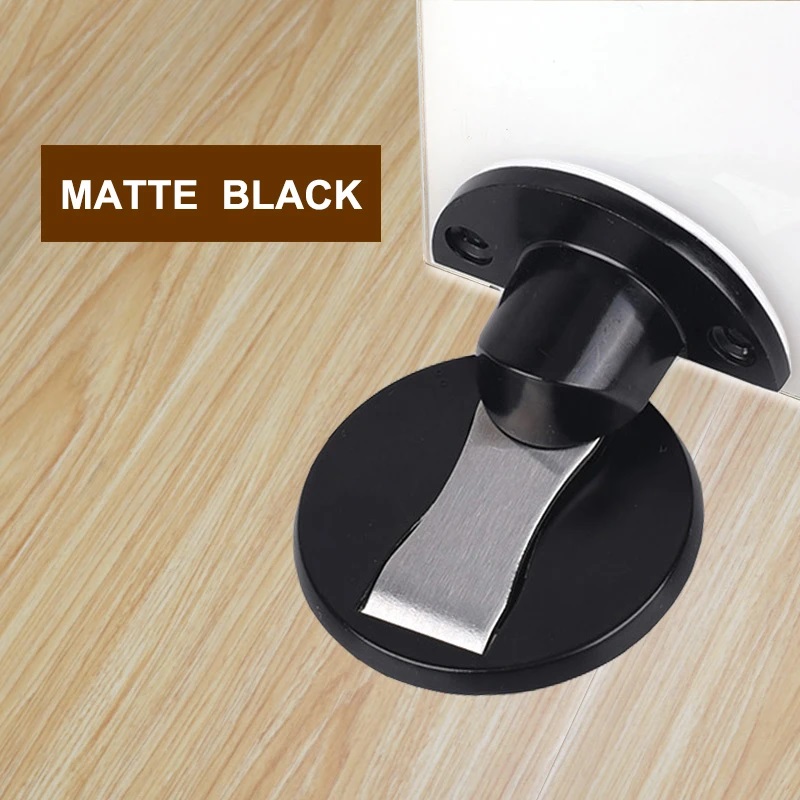 WV Magnetic Door Stops Door Stopper Security Protection Hidden Door Draft Holders Catch Floor Nail-free Doorstop Hardware: WHITE