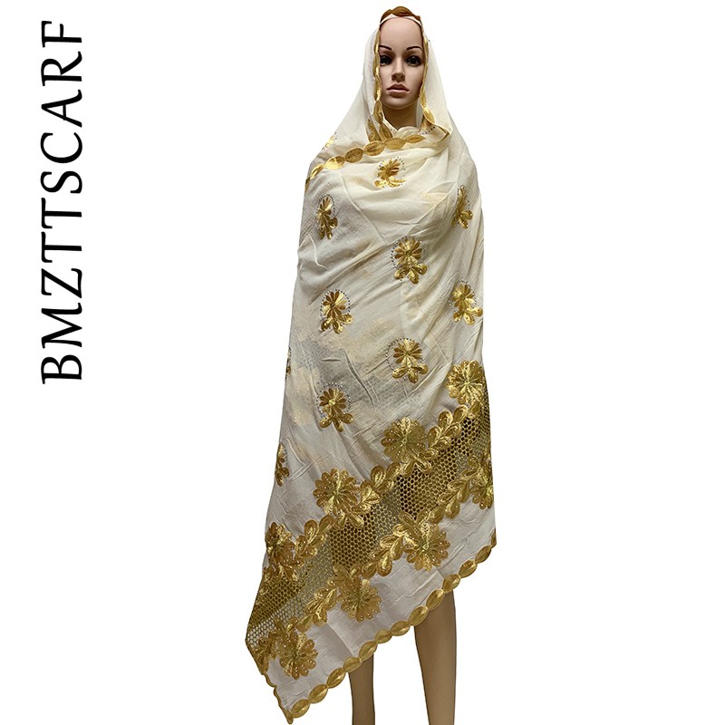 Afrikanska kvinnor speciella scarfs muslimska kvinnor broderi 100%  bomull halsduk fest bröllop scarf  bm904: Bm904 6