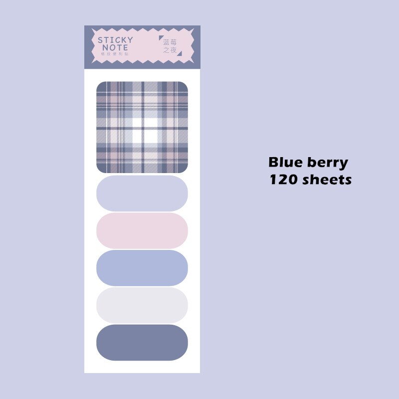 120 Vellen Tuin Bloem Plaid Sticky Notes Multi Kleur Rooster Index Stickers Lijm Memo Pad Notepad Kantoor School A6549: Blue berry